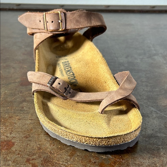 Birkenstock Yara Oiled Leather Brown Strappy Ankle Wrap Sandal Size 39 - Picture 4 of 12